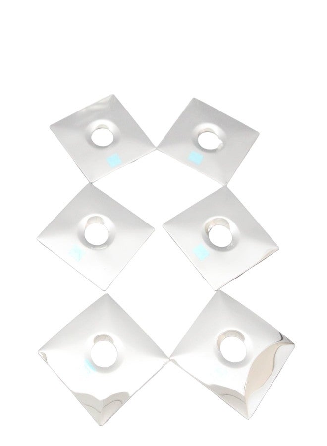 NEW WARE شفة جدارية مربعة من الفولاذ المقاوم للصدأ 3 × 3 بوصة | غطاء صنبور ودش 20 مم | شفة حمام ومطبخ بطلاء كروم (عبوة من 6 قطع) - Image 1